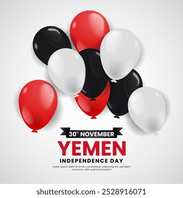 Yemen independence day celebration Square Banner Background with balloons illustration