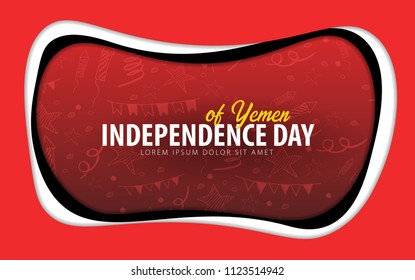 Yemen. Independence day greeting card. Paper cut style