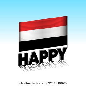 Yemen independence day. Simple Yemen flag and billboard in the sky. 3d lettering template. Ready special day design message.