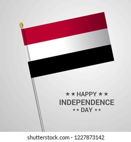 Yemen Independence day typographic design with flag vector