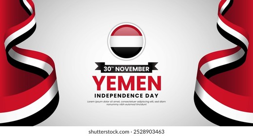 Yemen independence day Waving Ribbon Flag Design