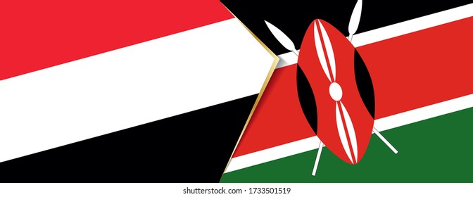 Yemen and Kenya flags, two vector flags symbol of relationship or confrontation.