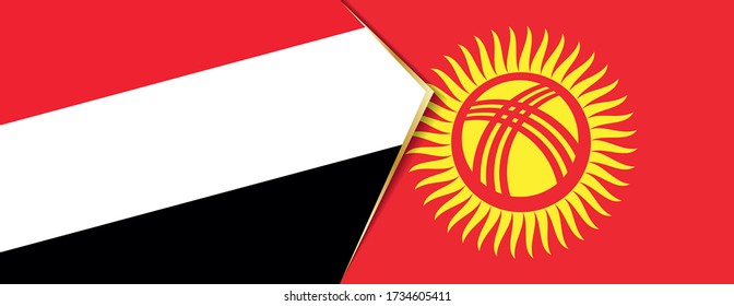 Yemen and Kyrgyzstan flags, two vector flags symbol of relationship or confrontation.