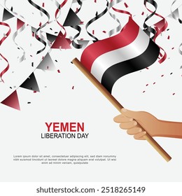 Antecedentes del Día de la Liberación de Yemen. Ilustración vectorial.