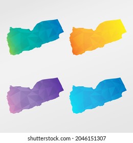 Diseño de imágenes para mapas de popa bajos en Yemen. Ícono nacional gráfico de polígono geométrico. Símbolo de ilustración vectorial.