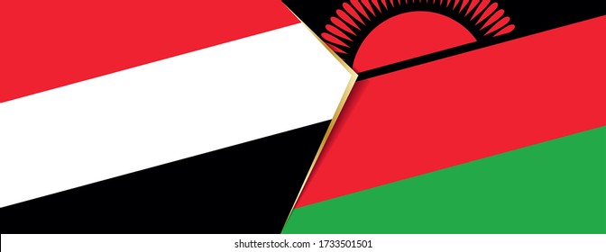 Banderas de Yemen y Malawi, dos banderas vectoriales símbolo de relación o confrontación.