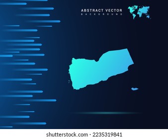 Yemen map with abstract blue background technology.