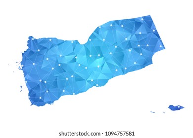 Yemen Map - Abstract geometric rumpled triangular low poly style gradient graphic on white background , line dots polygonal design for your . Vector illustration eps 10.