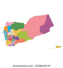 Yemen map. Map of Yemen in administrative provinces in multicolor