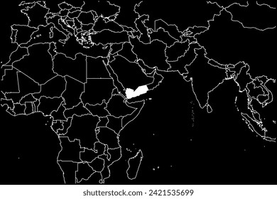 Yemen map Asia black background