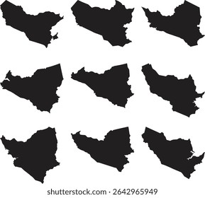 Yemen map black silhouette vector style with white background