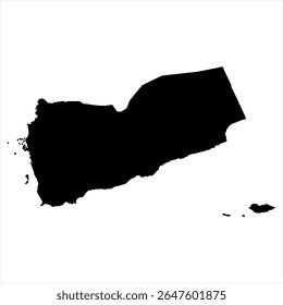 Yemen Map - black World Map International vector template with High detailed isolated on white background - Vector