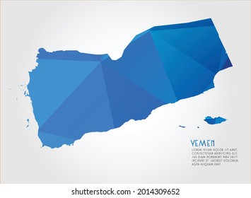 Yemen map blue Color on white background polygonal