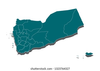 Yemen map - blue geometric rumpled triangular low poly style gradient graphic background , polygonal design for your . Vector illustration eps 10. - Vector