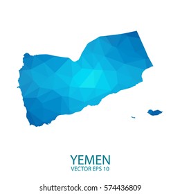 Yemen map - blue geometric rumpled triangular low poly style gradient graphic background , polygonal design for your . Vector illustration eps 10.