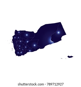 Yemen map - blue geometric rumpled triangular low poly style gradient graphic background , polygonal design for your . Vector illustration eps 10.