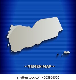Yemen map blue line 3D vector