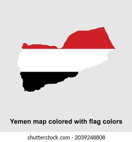 Yemen map colored with flag colors isolated vector illustration