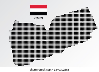 Yemen map design square with flag Yemen. 