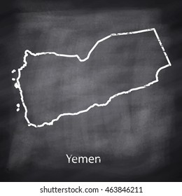 Yemen map drawn with chalk on blackboard background