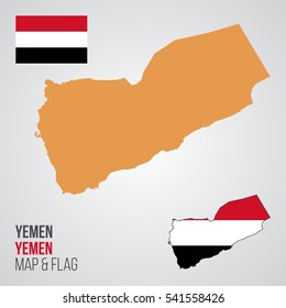 Yemen Map and Flag