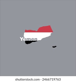 Yemen map and flag color design on gray background