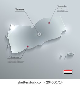Yemen map flag glass water card paper 3D vector