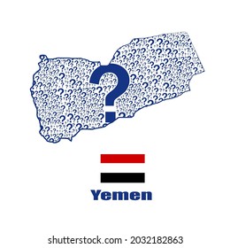 Yemen map flag made from question mark.