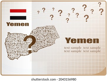 Yemen map flag made from question mark.