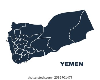 Yemen map flat border outline vector