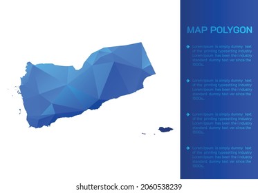 Yemen map in geometric blue polygonal style modern design on white background. Vector illustration map in geometric blue polygonal style modern design on white background. Vector illustration.