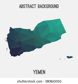 Yemen map in geometric polygonal style.Abstract tessellation,modern design background. Vector illustration EPS8
