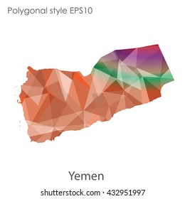 Yemen map in geometric polygonal style.Abstract gems triangle,modern design background.