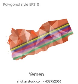 Yemen map in geometric polygonal style.Abstract gems triangle,modern design background.