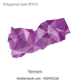 Yemen map in geometric polygonal style.Abstract gems triangle,modern design background.