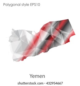 Yemen map in geometric polygonal style.Abstract gems triangle,modern design background.
