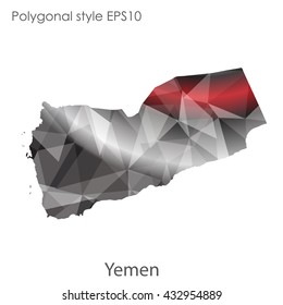 Yemen map in geometric polygonal style.Abstract gems triangle,modern design background.