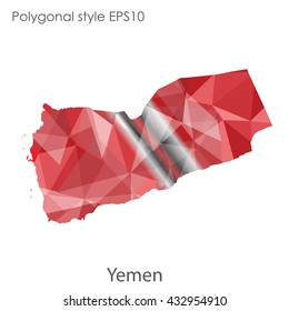 Yemen map in geometric polygonal style.Abstract gems triangle,modern design background.