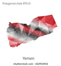 Yemen map in geometric polygonal style.Abstract gems triangle,modern design background.