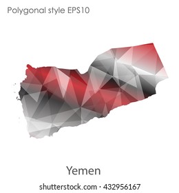 Yemen map in geometric polygonal style.Abstract gems triangle,modern design background.