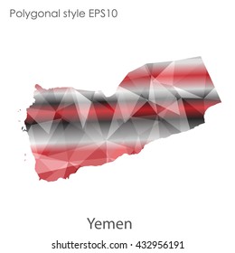 Yemen map in geometric polygonal style.Abstract gems triangle,modern design background.