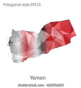 Yemen map in geometric polygonal style.Abstract gems triangle,modern design background.