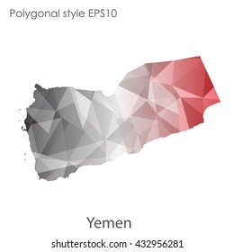 Yemen map in geometric polygonal style.Abstract gems triangle,modern design background.