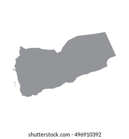 Yemen map in gray on a white background