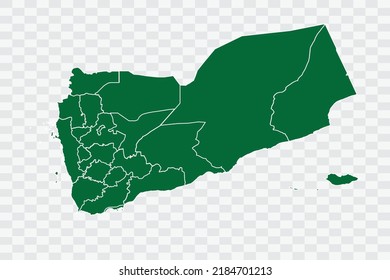 Yemen Map green Color on White Background quality files Png
