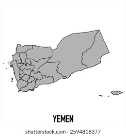 Yemen map in grey style isolated on white background. Vector illustration