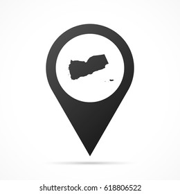 Yemen Map on location pin. Map pointer isolated on a white background.
Conceptual vector illustration.