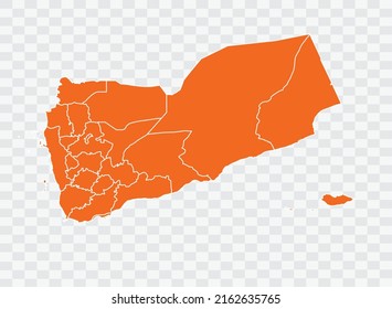 Yemen Map orange Color on White Backgound  illustration eps 10