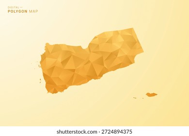 Mapa de Yemen - Ilustración vectorial de estilo polígono en diseño geométrico de bajo poli amarillo y naranja, silueta mínima moderna, aislada para infografía.