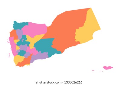 yemen map with regions vector flat illustration on white background